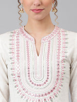 Thumbnail for Khushal K Ethnic Motifs Printed Mirror Work Kurta with Palazzos & With Dupatta - Distacart