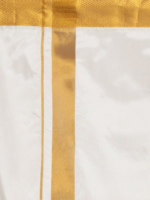 Sethukrishna Men Cream-Colored & Golden Solid Veshti - Distacart
