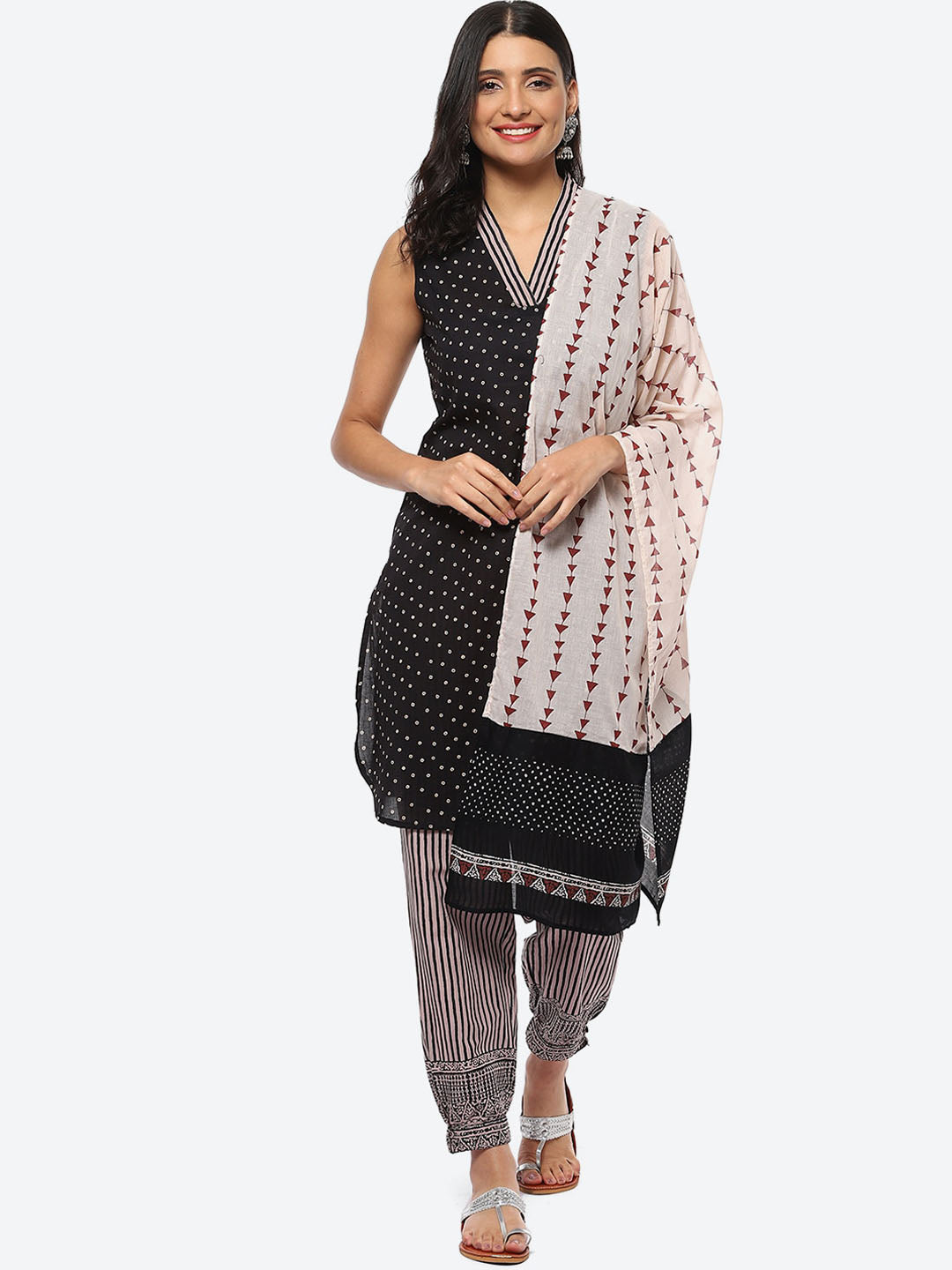 Biba Women Plus Size Ethnic Motifs Printed Kurta with Salwar & Dupatta - Distacart