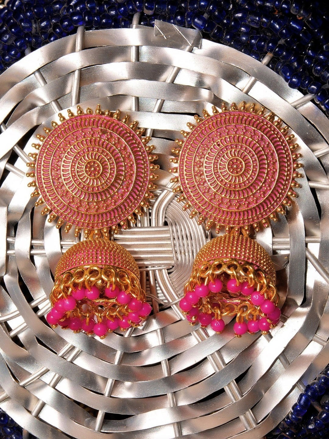 Gold-Plated Alloy Designer Brass Jhumki Earrings - The Pari - Distacart