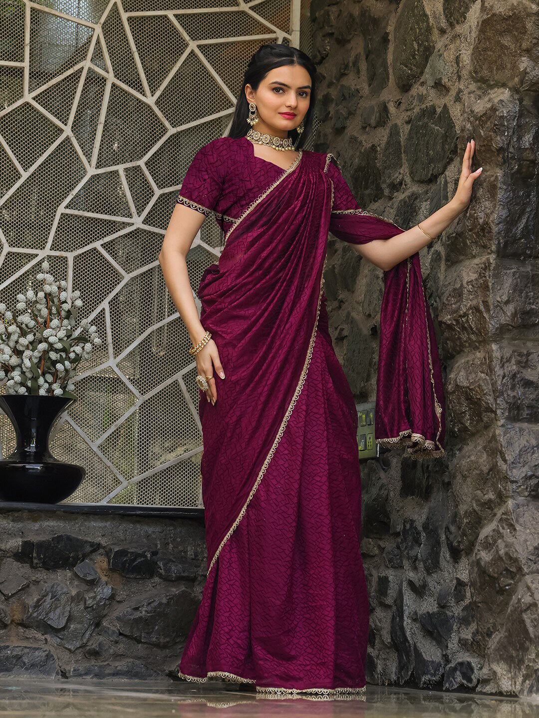 Tikhi Imli Abstract Printed Ready to Wear Saree - Distacart