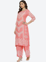 Thumbnail for Biba Women Pink & White Ethnic Motifs Printed Kurta - Distacart