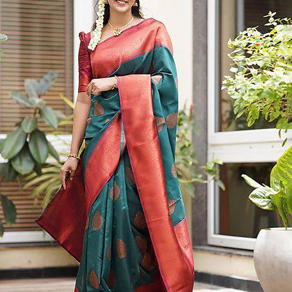 Kalini Ethnic Motifs Woven Design Zari Kanjeevaram Saree - Distacart