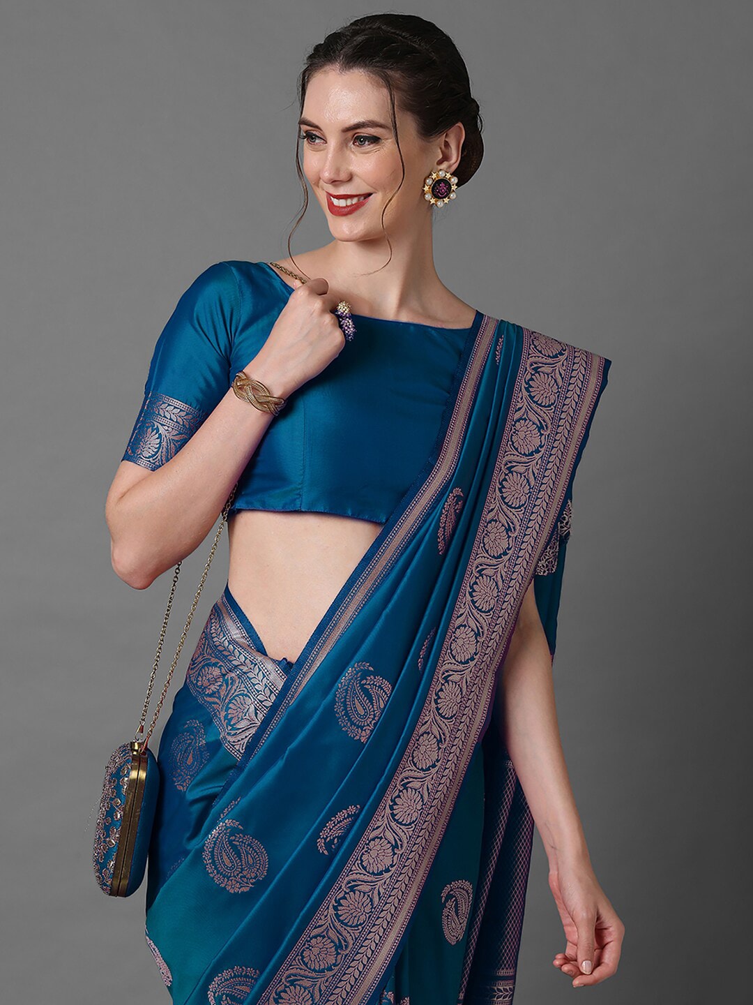 Mitera Ethnic Motifs Woven Design Zari Silk Blend Banarasi Saree - Distacart