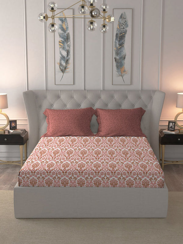 MYTRIDENT Comfort Living Maroon Pure Cotton 120 TC Queen Bedsheet with 2 Pillow Covers - Distacart