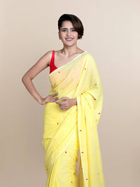 Thumbnail for Suta Yellow Maroon Pure Cotton Saree - Distacart