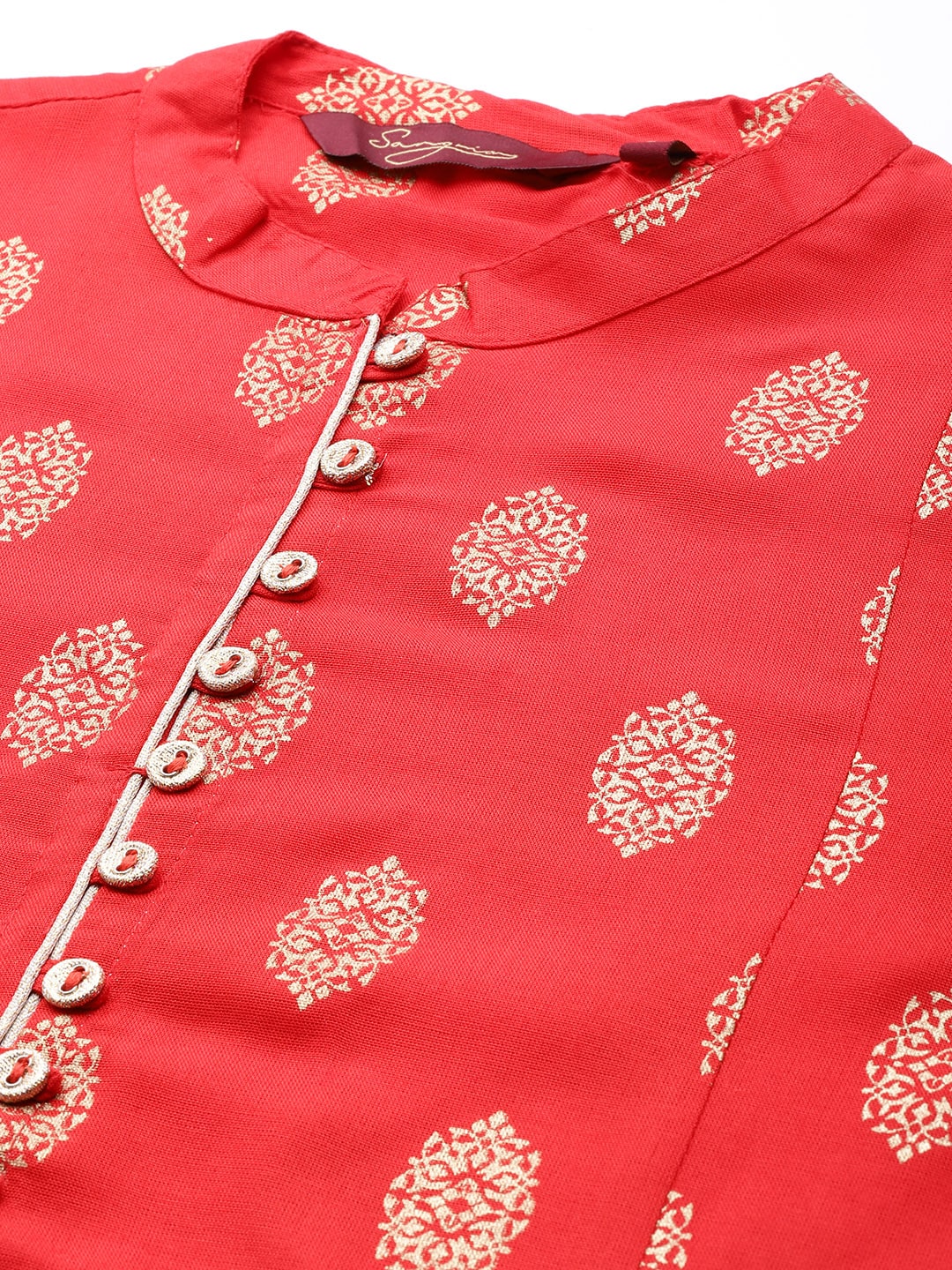 Sangria Women Red Ethnic Motifs Printed Kurta with Palazzos - Distacart