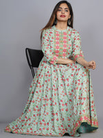 Thumbnail for Kalini Women Sea Green & Pink Floral Printed Anarkali Kurta - Distacart