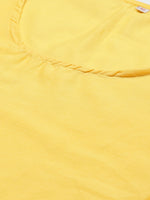 Thumbnail for Biba Women Yellow & Silver Woven Design Layered Straight Kurta - Distacart