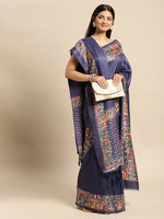 Thumbnail for Mitera Blue Floral Pashmina Silk Saree - Distacart