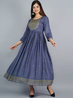 Thumbnail for Kalini Women Grey Embroidered Anarkali Kurta - Distacart