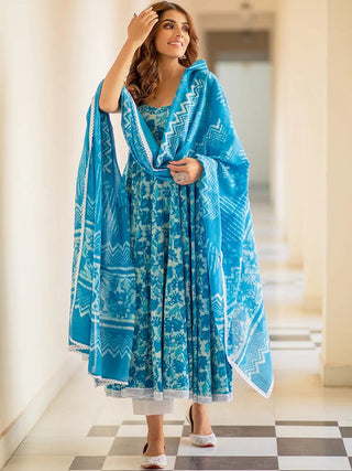 Kalini Floral Printed Kurta With Trousers & Dupatta - Distacart