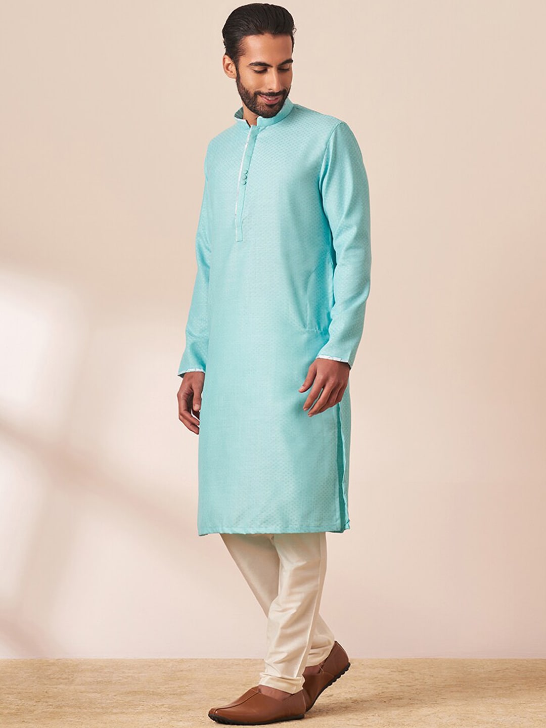 Manyavar Men Woven Design Straight Kurta with Pyjamas - Distacart