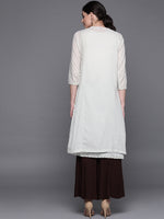 Thumbnail for Biba Women Grey & Beige Floral Embroidered A-lIne Layered Kurta - Distacart