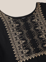 Thumbnail for Kalini Ethnic Motifs Printed Puff Sleeves Silk Cotton Kurta - Distacart