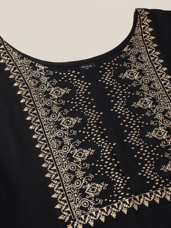 Kalini Ethnic Motifs Printed Puff Sleeves Silk Cotton Kurta - Distacart