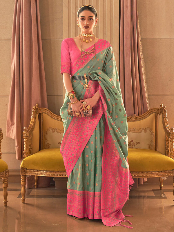 Mitera Ethnic Motifs Woven Design Zari Silk Blend Banarasi Saree - Distacart