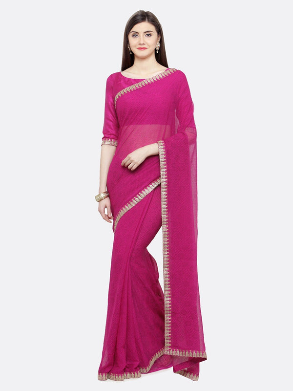 Kalini Purple Embroidered Pure Georgette Saree - Distacart
