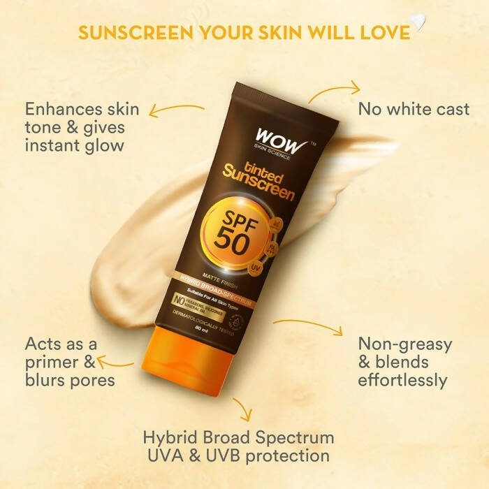 Wow Skin Science Tinted Sunscreen SPF50 Pa+++ - Distacart