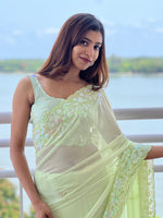 Thumbnail for Mitera Green Embellished Sequinned Saree - Distacart