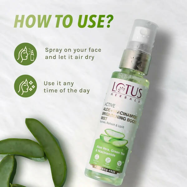 Lotus Herbals Active Aloe + Niacinamide Brightening Boost Mist - Distacart