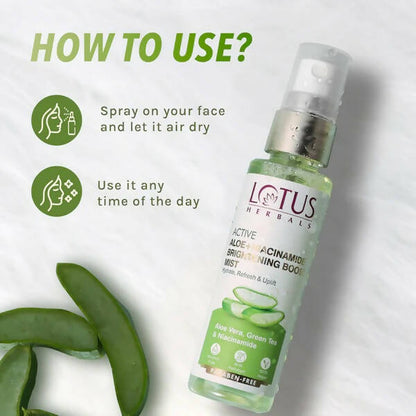 Lotus Herbals Active Aloe + Niacinamide Brightening Boost Mist - Distacart
