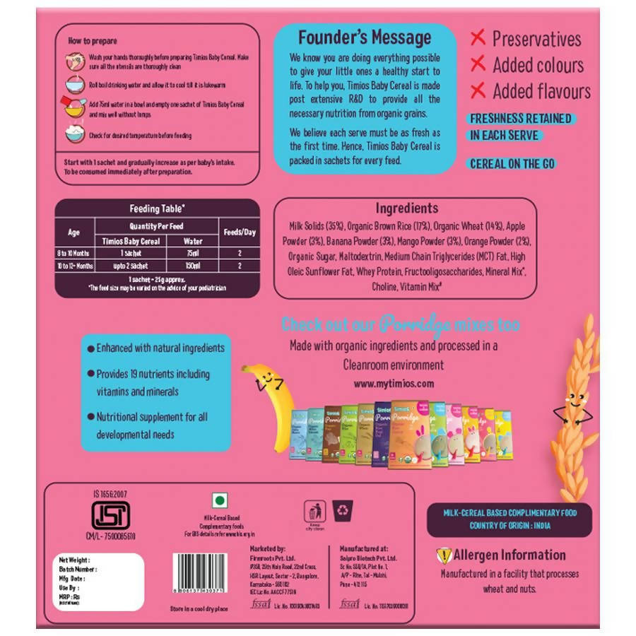 Organic Rice Wheat Mixed Fruit Baby Cereal