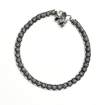 Mominos Fashion Kamal Johar Oxidised Silver Regular Anklets