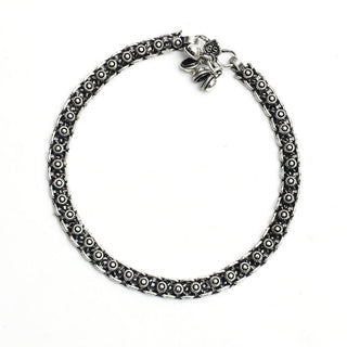 Mominos Fashion Kamal Johar Oxidised Silver Regular Anklets