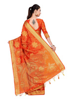 Thumbnail for Mimosa Women's Kanchipuram Art Silk Orange Saree - Distacart