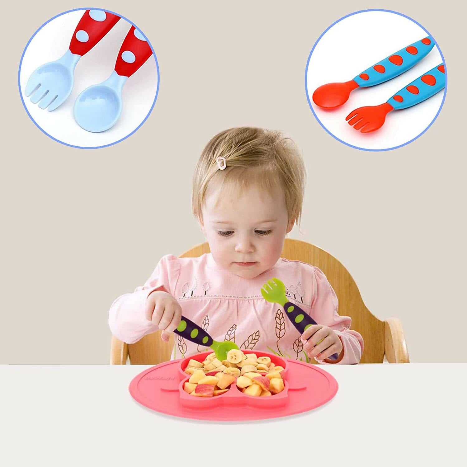 Safe-O-Kid Bpa Free Extra Safe Silicone Feeding/Training Spoon With Box For Baby- Blue & Orange - Distacart