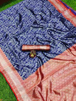 Thumbnail for DEIANA'S Beautiful Golden Jari with New Design Soft Lichi Silk Saree - Blue - Distacart