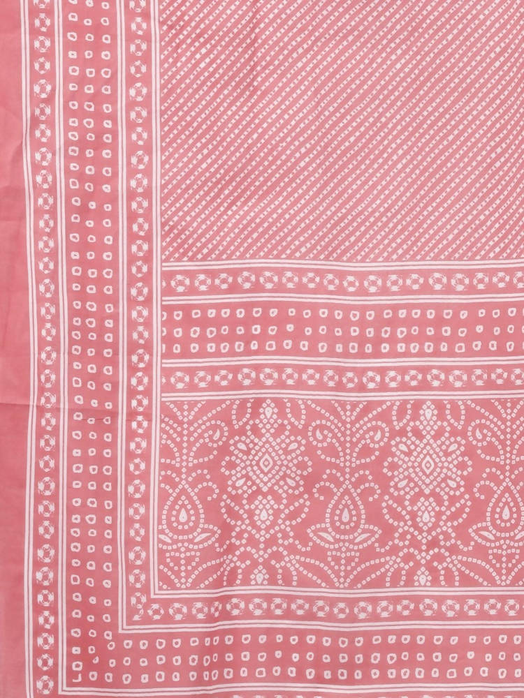 Yufta Women Pink Printed Regular Pure Cotton Kurta with Palazzo and Dupatta