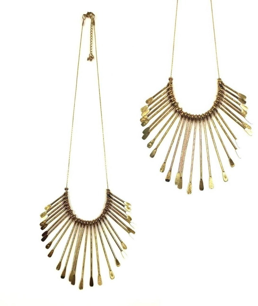 Bling Accessories Antique Brass Finish Brass Metal Statement Necklace