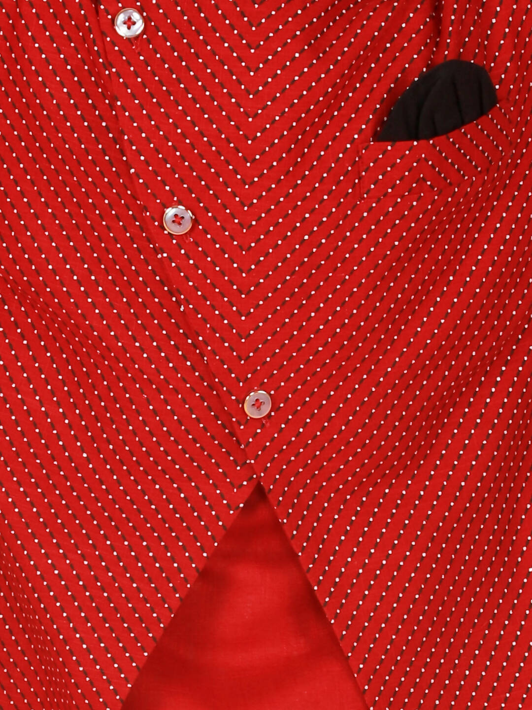 Lil Drama Boys Kurta Pyjama With Jacket Set - Red - Distacart
