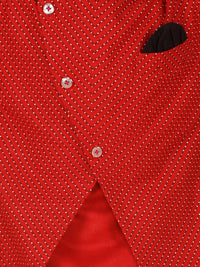 Thumbnail for Lil Drama Boys Kurta Pyjama With Jacket Set - Red - Distacart
