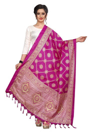 Thumbnail for Vamika Fashion Pink Printed Khadi Bhagalpuri Dupatta