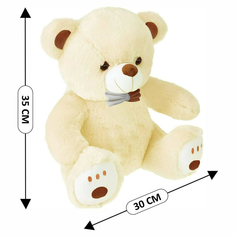 Webby Plush Cute Sitting Teddy Bear Soft Toys with Neck Bow and Foot Print (Beige) - Distacart