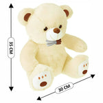 Thumbnail for Webby Plush Cute Sitting Teddy Bear Soft Toys with Neck Bow and Foot Print (Beige) - Distacart