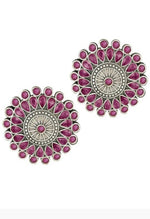 Thumbnail for Mominos Fashion Johar Kamal Oxidised Silver-Plated Brass Finish Kundan Choker For Women (Pink) - Distacart