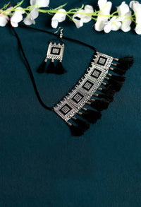 Thumbnail for Tehzeeb Creations Oxidised Necklace And Earrings With Thread Design