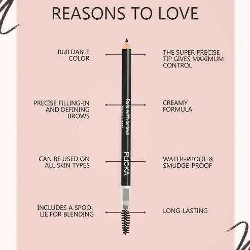 FLiCKA Rule with Brows Brow Pencil - Black - Distacart