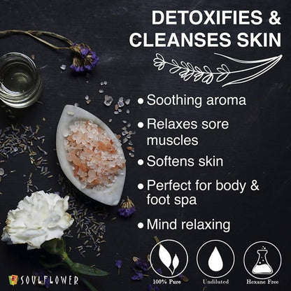Soulflower Aromatherapy Essential Oil Lavender Bath Salt Enriched With Himalayan Pink Rock Salt - Distacart