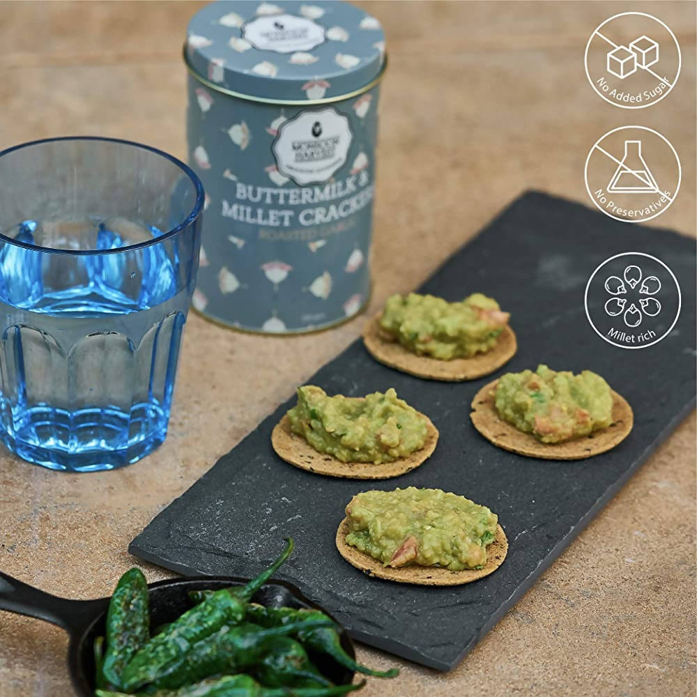 Monsoon Harvest Buttermilk & Millet Crackers Roasted Garlic