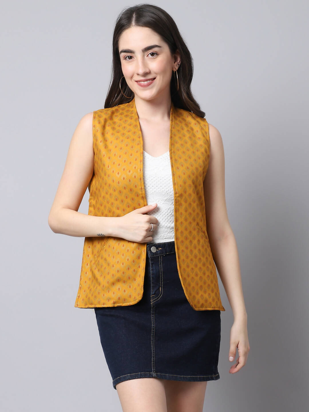 Even Apparels Multi Viscose Rayon Open Front Women's Waistcoat - Distacart