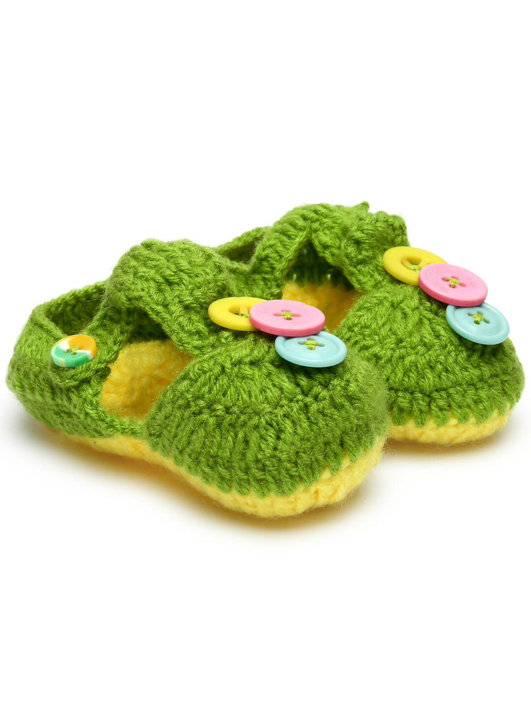 Chutput Kids Woollen Hand Knitted Self Desgin Detailed Booties - Green - Distacart