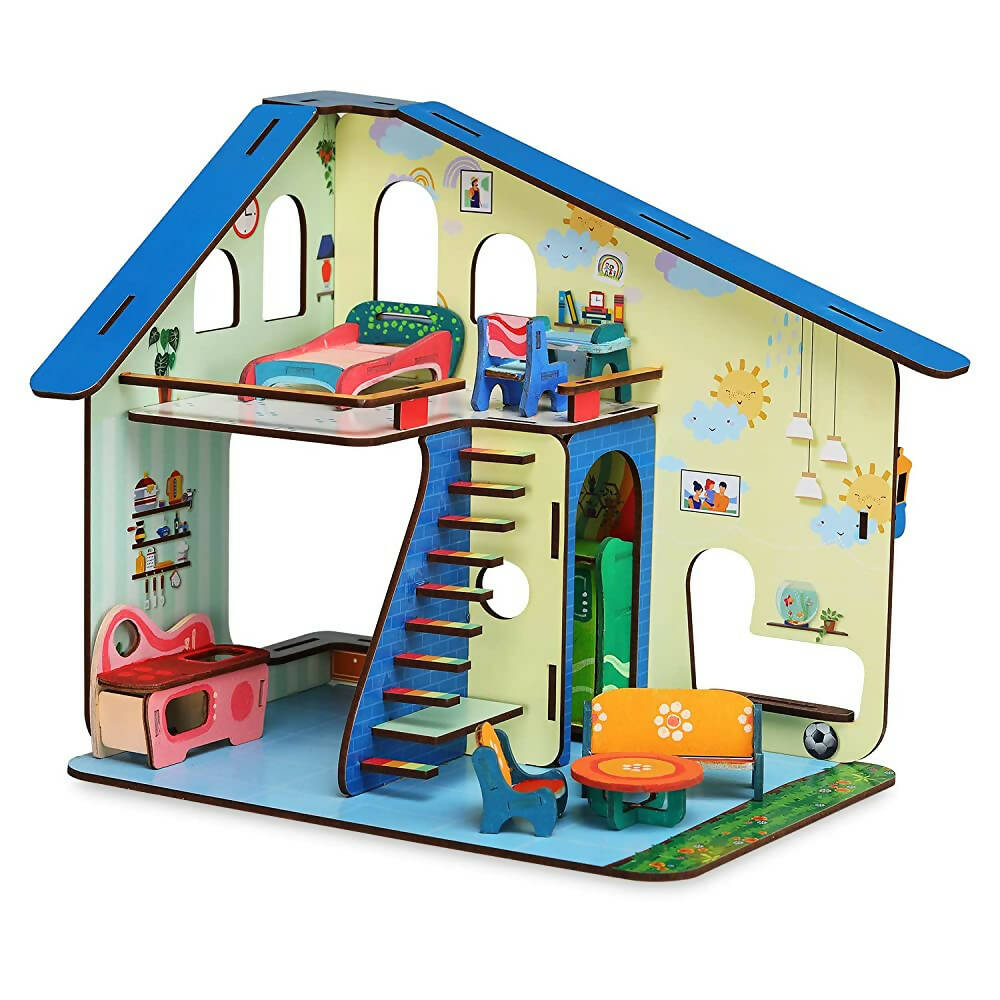 Webby Bloomvilla A Florists Home All Side Play Wooden Doll House - Distacart