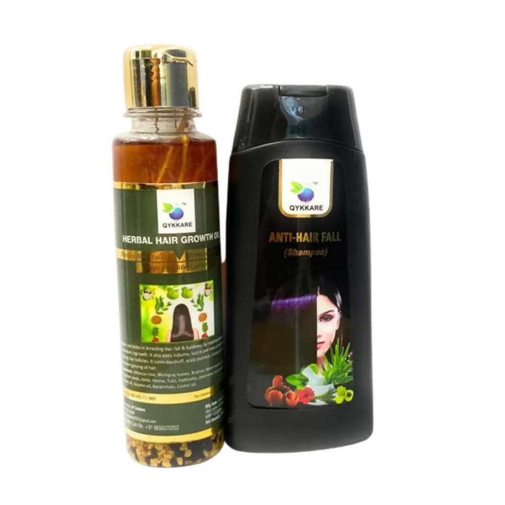 Qykkare Herbal Anti-Hairfall Shampoo & Herbal Hair Growth Oil Combo - Distacart