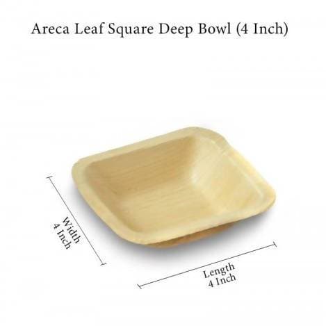 Eco Friendly Areca Leaf 4" Square Bowl