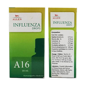 Allen Homeopathy A16 Influenza Drops 30ml -Distacart